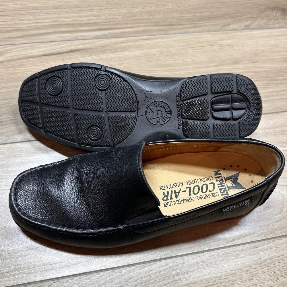 Mephisto Leather Slip On Loafers Mens Black Casual Comfort Walking Shoes Size 9 - Picture 9 of 9